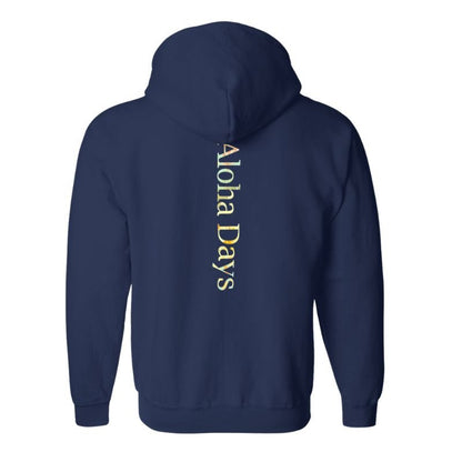 Aloha Days Hoodie Zip Box Logo 2 Made In Hawaii (Small - XLarge) Navy - Must - Have for Surfers