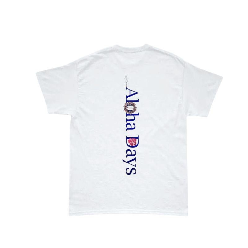 Aloha Days Kids T-Shirt BOX LOGO 3 Made in Hawaii (XSmall - Large) White Navy - Must - Have for Surfers