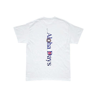 Aloha Days Kids T-Shirt BOX LOGO 3 Made in Hawaii (XSmall - Large) White Navy - Must - Have for Surfers