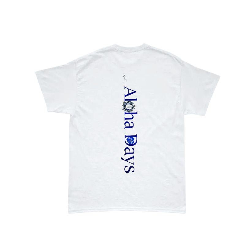 Aloha Days Kids T-Shirt BOX LOGO 3 Made in Hawaii (XSmall - Large) White Navy - Must - Have for Surfers