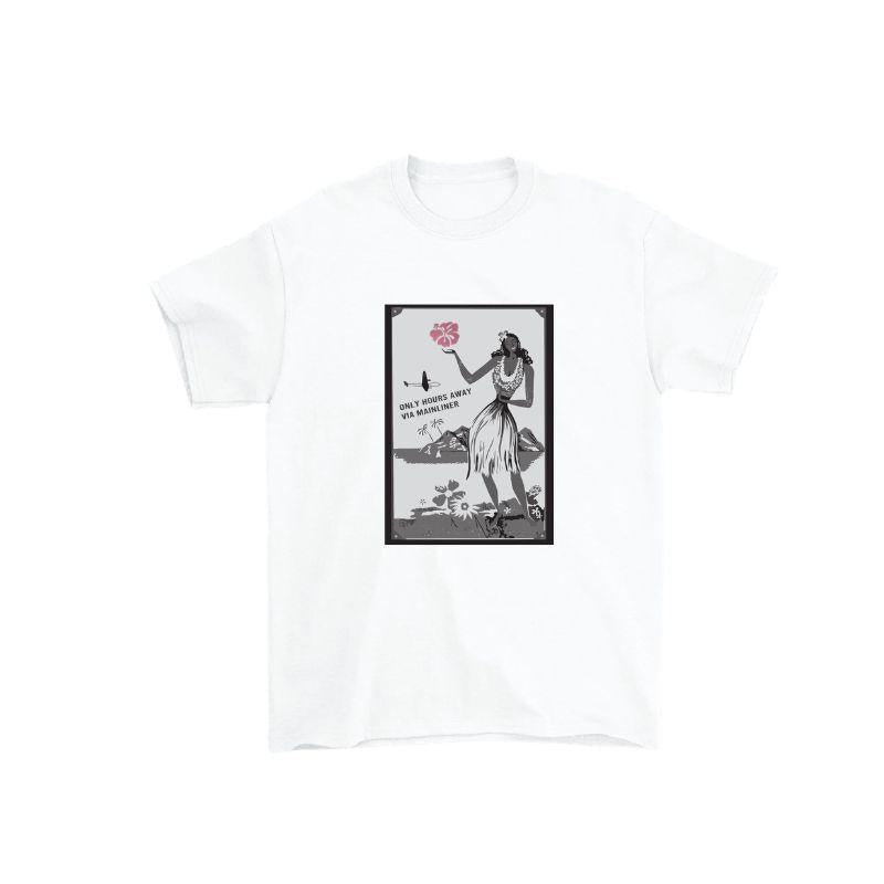 Aloha Days Kids T-Shirt Hula Girl Frame Made in Hawaii (XSmall - Large) White - Must - Have for Surfers