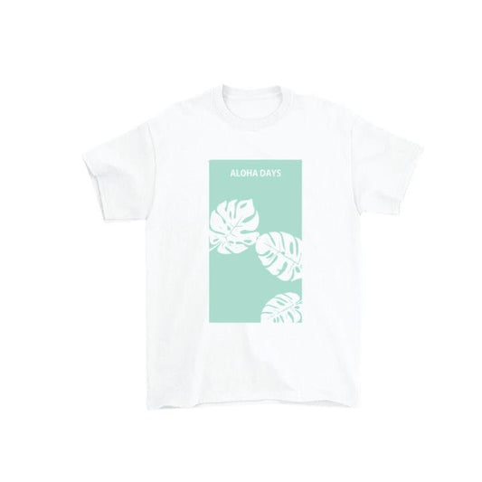 Aloha Days Kids T-Shirt MONSTERA LTD. Made in Hawaii (XSmall - Large) White - Must - Have for Surfers