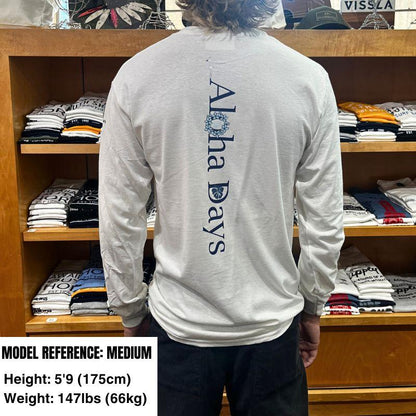 Aloha Days Long Sleeves T-Shirt Box Logo 3 (Small - XLarge) White - Must - Have for Surfers