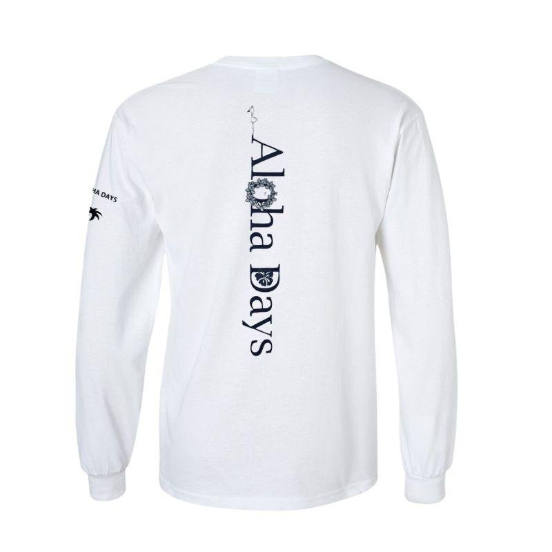 Aloha Days Long Sleeves T-Shirt Box Logo 3 (Small - XLarge) White - Must - Have for Surfers