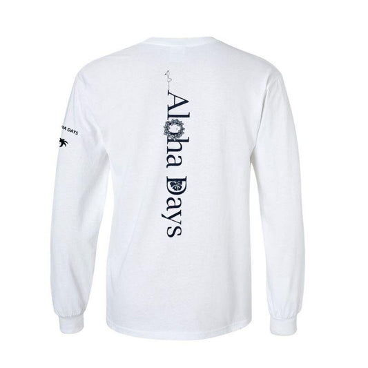 Aloha Days Long Sleeves T-Shirt Box Logo 3 (Small - XLarge) White - Must - Have for Surfers