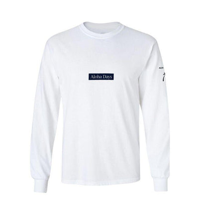 Aloha Days Long Sleeves T-Shirt Box Logo 3 (Small - XLarge) White - Must - Have for Surfers