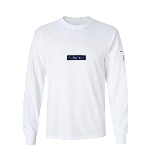 Aloha Days Long Sleeves T-Shirt Box Logo 3 (Small - XLarge) White - Must - Have for Surfers