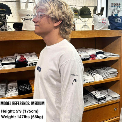 Aloha Days Long Sleeves T-Shirt Box Logo 3 (Small - XLarge) White - Must - Have for Surfers