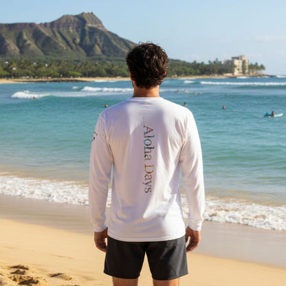 Aloha Days Long Sleeves T-Shirt Box Logo (Small - XLarge) White - Must - Have for Surfers