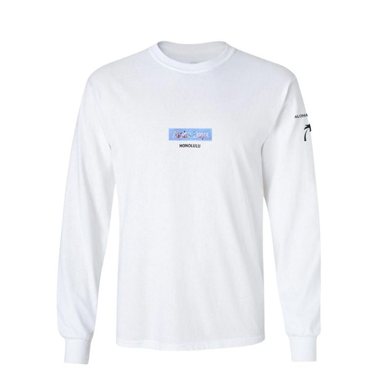 Aloha Days Long Sleeves T-Shirt Box Logo (Small - XLarge) White - Must - Have for Surfers
