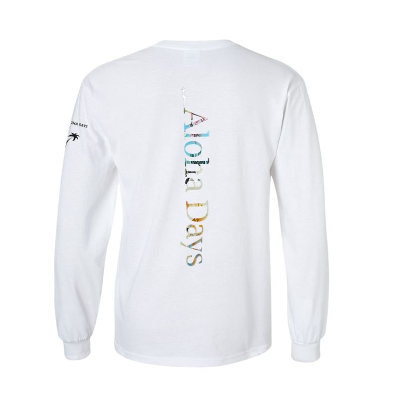 Aloha Days Long Sleeves T-Shirt Box Logo (Small - XLarge) White - Must - Have for Surfers