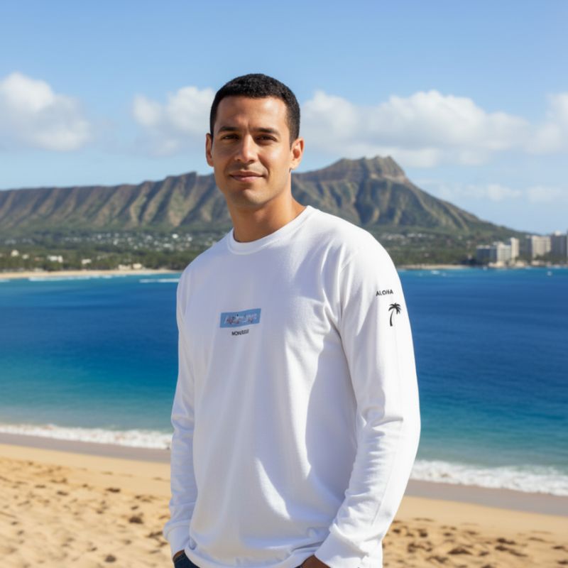 Aloha Days Long Sleeves T-Shirt Box Logo (Small - XLarge) White - Must - Have for Surfers