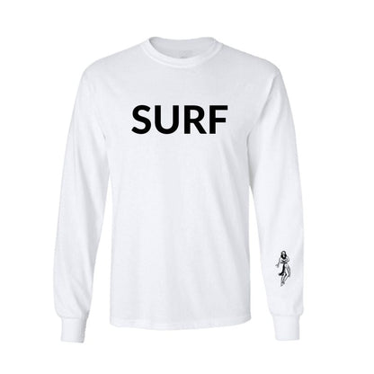 Aloha Days Long Sleeves Tee SURF IN HONOLULU LTD. Made in Hawaii (Small - XLarge) White - Must - Have for Surfers