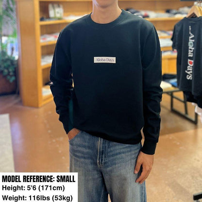 Aloha Days Sweater Box Logo 3 Made in Hawaii (Small-Med) Black - Must-Have for Surfers