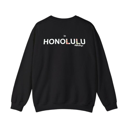 Aloha Days Surf in Honolulu Sweater in Black, back, flat lay