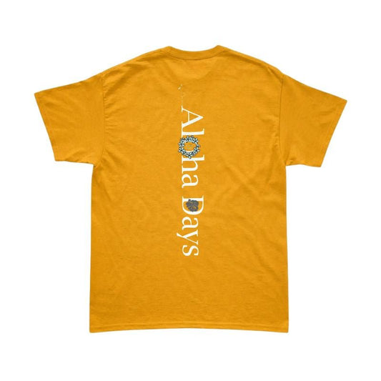 Aloha Days T-Shirt BOX ALOHA Made in Hawaii Small - XLarge Gold White - Must - Have for Surfers