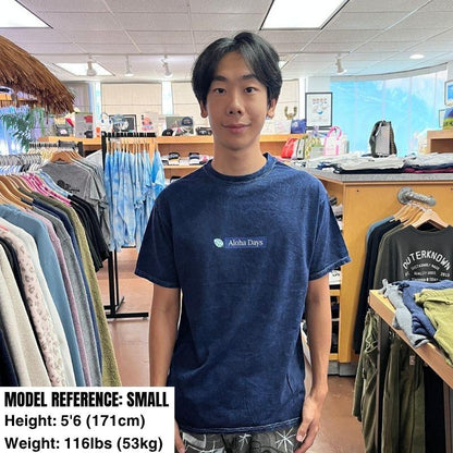 Aloha Days T-Shirt BOX LOGO 3 Ltd. Made in Hawaii (Small - XLarge) Navy - Must-Have for Surfers