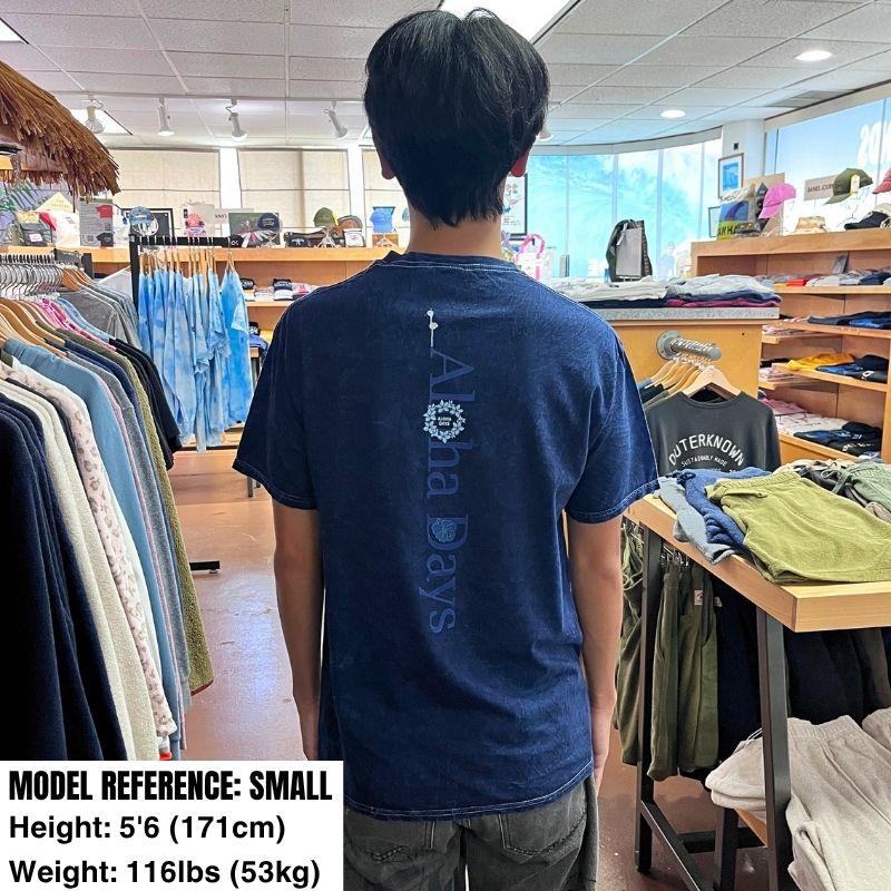Aloha Days T-Shirt BOX LOGO 3 Ltd. Made in Hawaii (Small - XLarge) Navy - Must-Have for Surfers