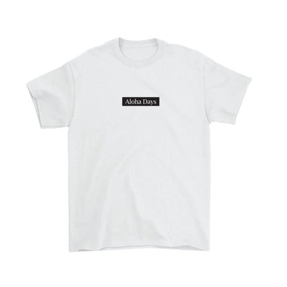 Aloha Days T-Shirt BOX LOGO 3 Made in Hawaii (Small - XLarge) White - Must - Have for Surfers