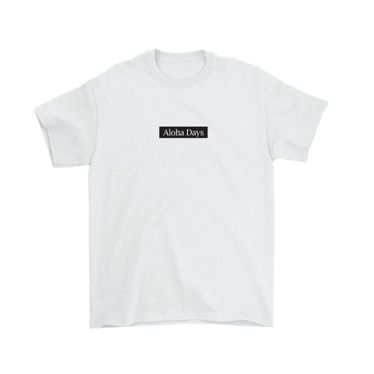 Aloha Days T-Shirt BOX LOGO 3 Made in Hawaii (Small - XLarge) White - Must - Have for Surfers