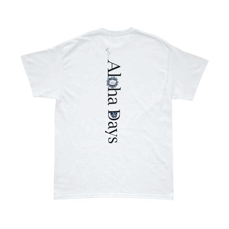 Aloha Days T-Shirt BOX LOGO 3 Made in Hawaii (Small - XLarge) White - Must - Have for Surfers