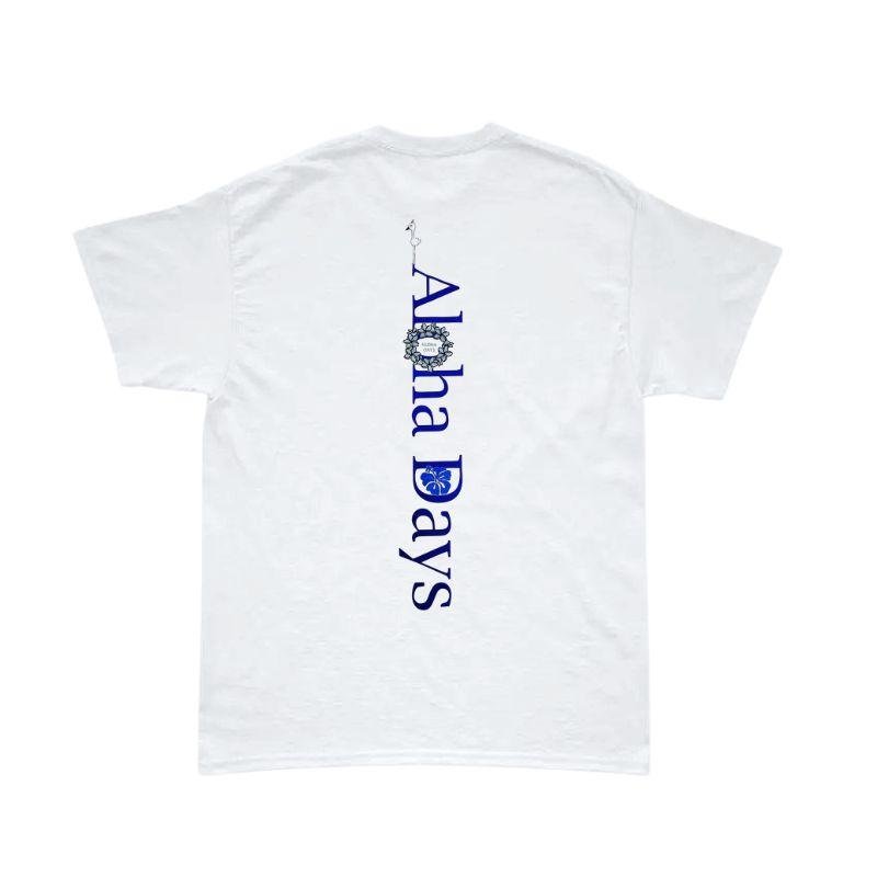 Aloha Days T-Shirt BOX LOGO 3 Made in Hawaii (Small - XLarge) White Navy - Must - Have for Surfers