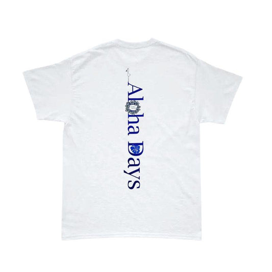 Aloha Days T-Shirt BOX LOGO 3 Made in Hawaii (Small - XLarge) White Navy - Must - Have for Surfers