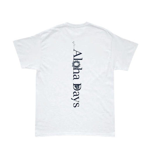 Aloha Days T-Shirt BOX LOGO Made in Hawaii (Small - Large) Navy - Must - Have for Surfers