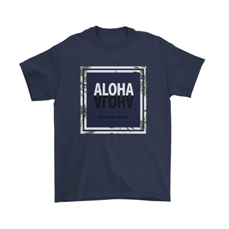 Aloha Days T-Shirt FLOWER SQUARE LTD. Made in Hawaii (Small - XLarge) Navy - Must - Have for Surfers
