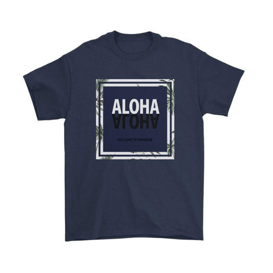 Aloha Days T-Shirt FLOWER SQUARE LTD. Made in Hawaii (Small - XLarge) Navy - Must - Have for Surfers