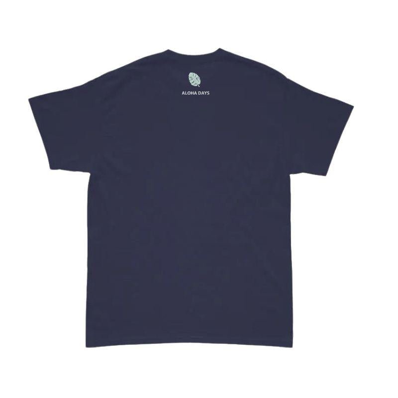 Aloha Days T-Shirt FLOWER SQUARE LTD. Made in Hawaii (Small - XLarge) Navy - Must - Have for Surfers