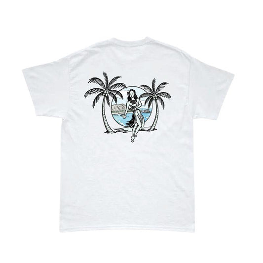 Aloha Days T-Shirt Hula & Palm Made in Hawaii (Small-XLarge) White - Must-Have for Surfers