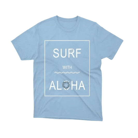 Aloha Days T-Shirt SURF & ALOHA Made in Hawaii S - XL Light Blue - Must - Have for Surfers