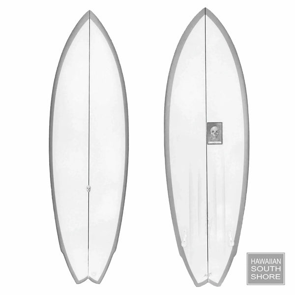 CHRISTENSON Lane Splitter 5’6 Belly Channel Twin Fin FCS II Clear Sand Grey Rails SHOP SURFBOARDS Surf Shop and Clothing Boutique Honolulu