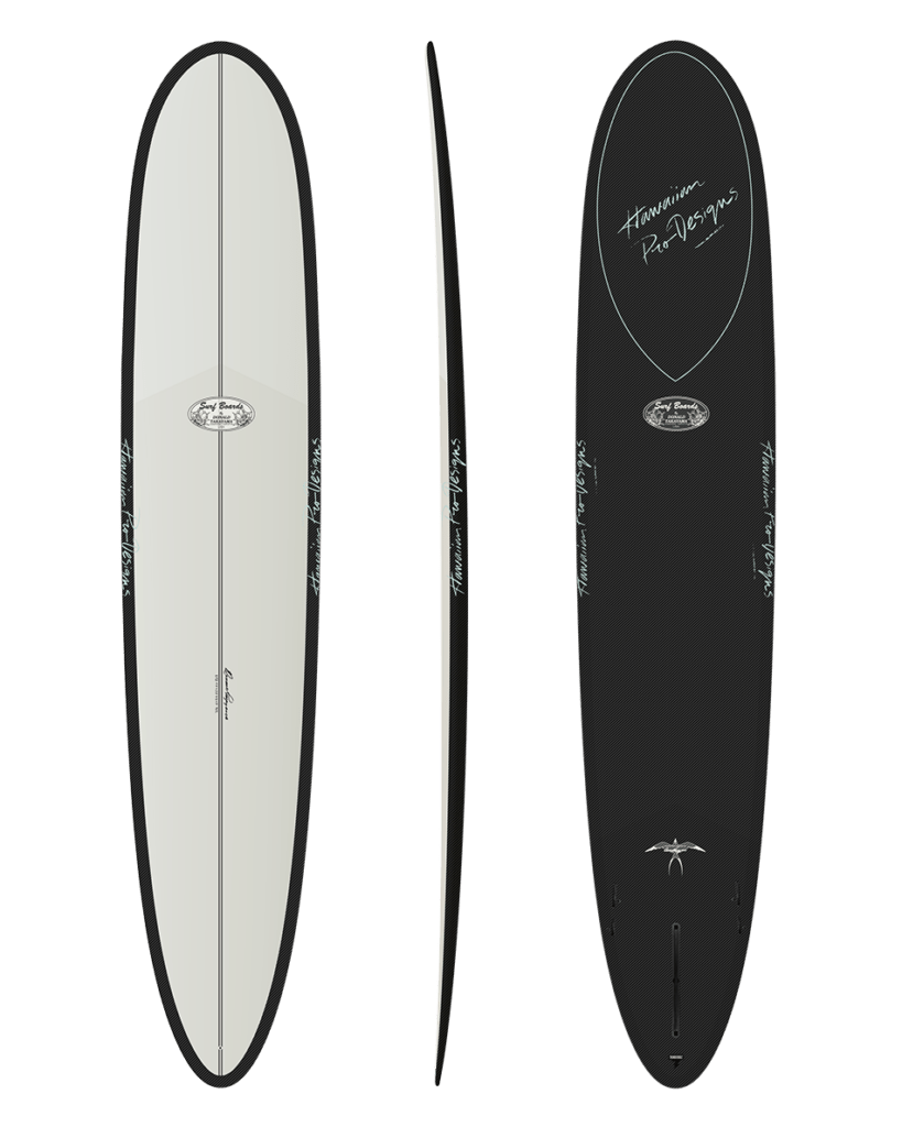 Donald Takayama DT 2 Thunderbolt Black White/Carbon Bottom surfboard, deck, rail and bottom views