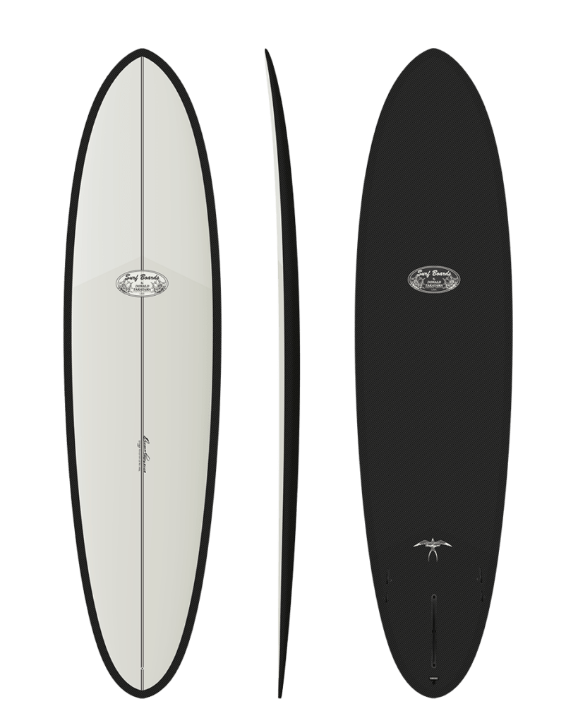 Donald Takayama DT Egg Thunderbolt Black White/Carbon Bottom surfboard, deck, rail and bottom views