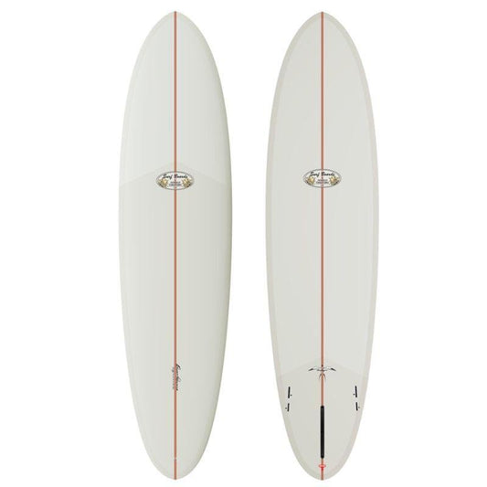 Donald Takayama DT Egg surfboard, Thunderbolt Red build in DT White
