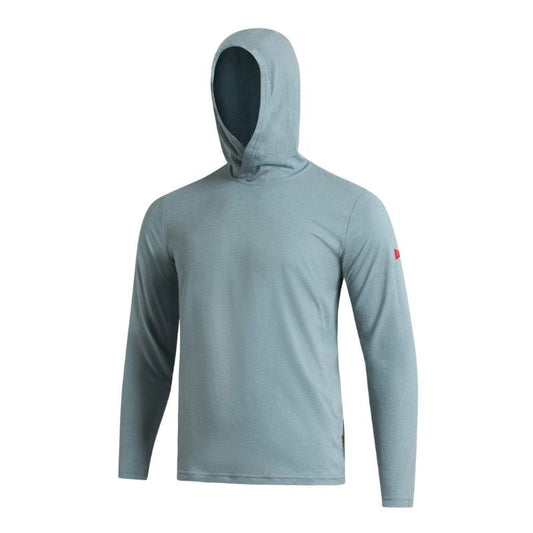 Florence Marine X Airtex Long Sleeve Hooded (Small - Large) Heather Light Sea Blue - Must - Have for Surfers