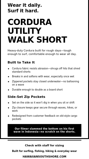 Florence Marine X Boardshorts Cordura® Utility Short 28"-36" Storm - Must-Have for Surfers