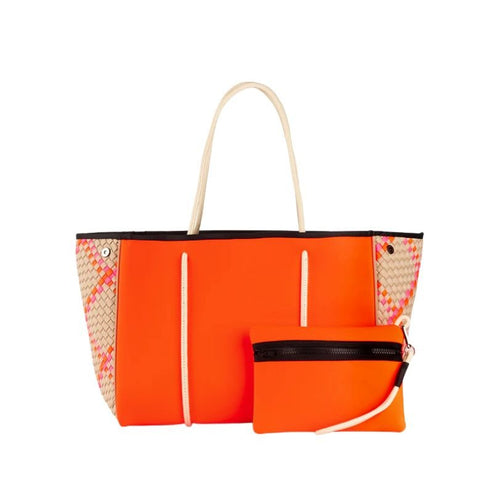 Grayson Belize neoprene tote with neon orange center