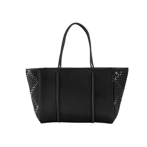 HA Tote Bag Grayson Noir Woven Black neoprene tote