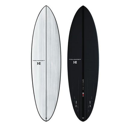 Harley Ingleby MID 4 Thunderbolt Black surfboard in White/Carbon Bottom