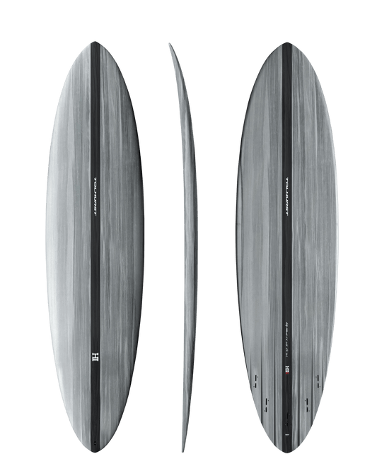 Thunderbolt Harley Ingleby MID 6 five-fin surfboard in Grey Carbon, official Thunderbolt product photo