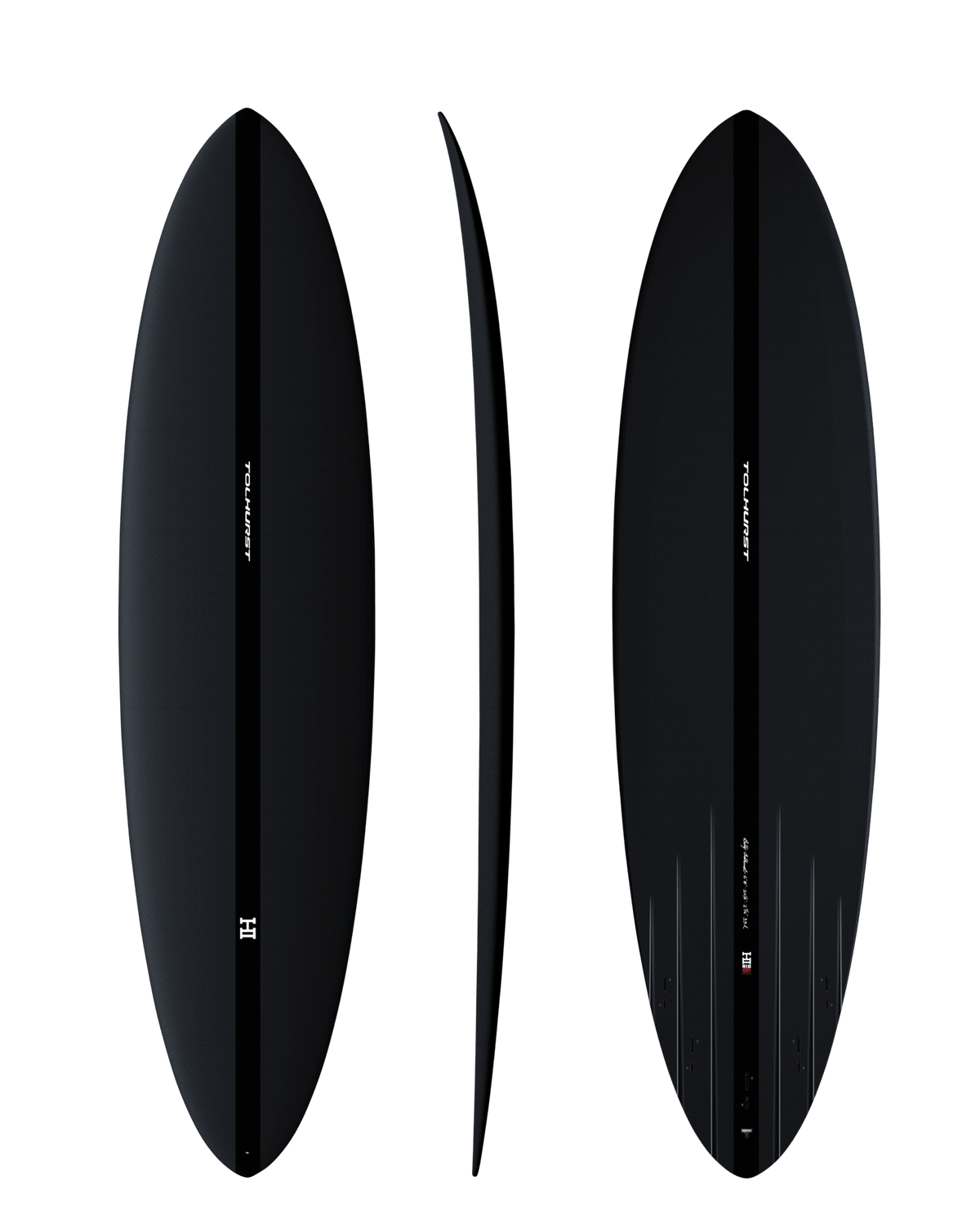 Thunderbolt Harley Ingleby MID 6 five-fin surfboard in Full Carbon, official Thunderbolt product photo