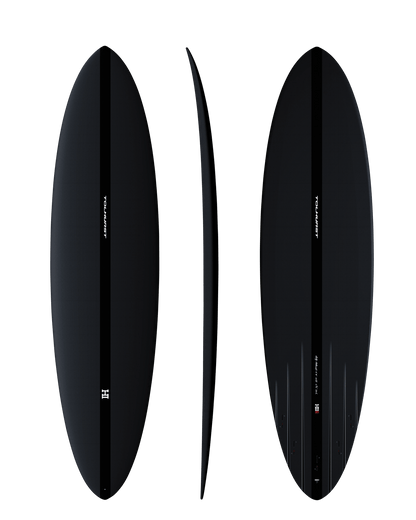 Thunderbolt Harley Ingleby MID 6 five-fin surfboard in Full Carbon, official Thunderbolt product photo