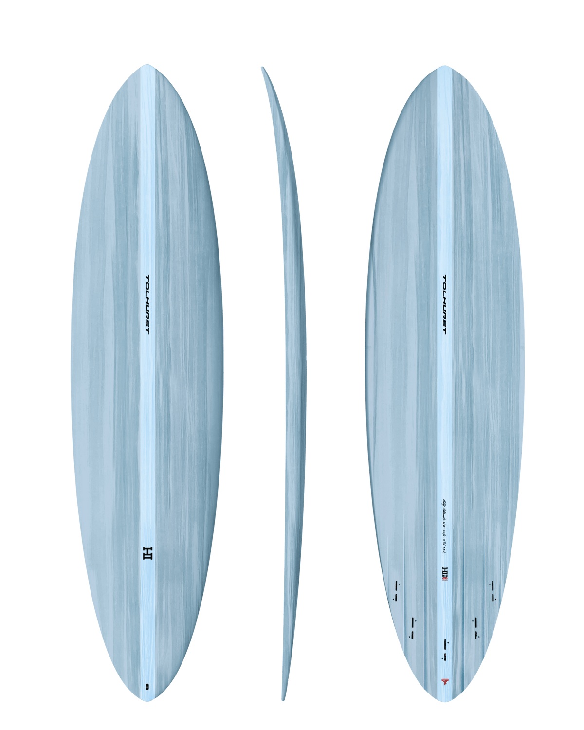 Thunderbolt Harley Ingleby MID 6 five-fin surfboard in Light Blue, official Thunderbolt product photo