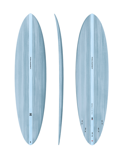 Thunderbolt Harley Ingleby MID 6 five-fin surfboard in Light Blue, official Thunderbolt product photo