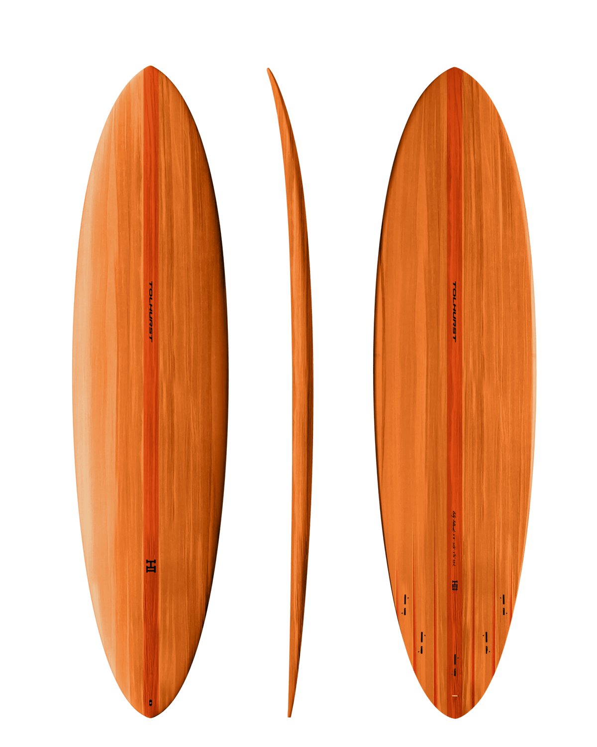 Thunderbolt Harley Ingleby MID 6 five-fin surfboard in Orange, official Thunderbolt product photo