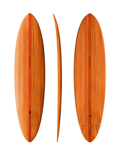 Thunderbolt Harley Ingleby MID 6 five-fin surfboard in Orange, official Thunderbolt product photo
