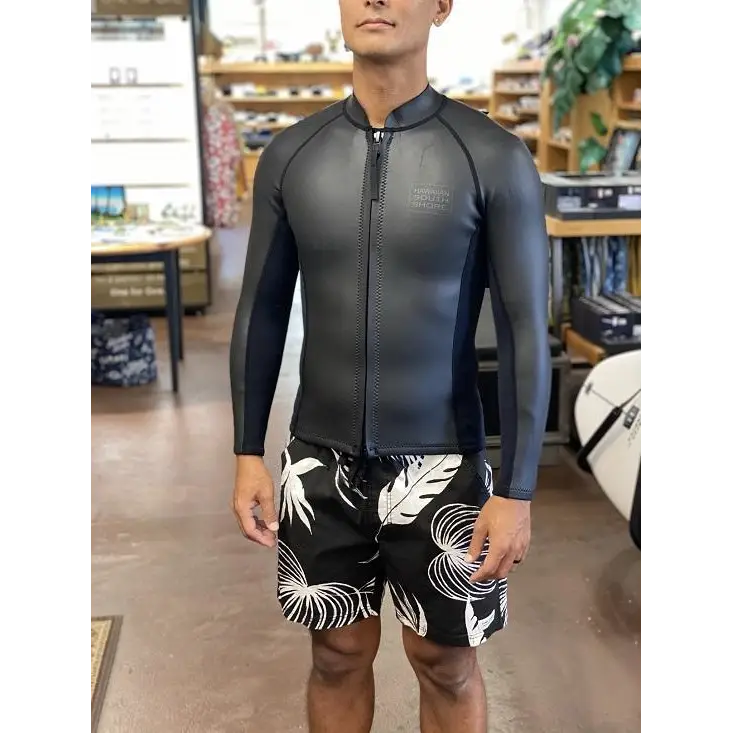 Hawaiian South Shore Rubber Long Sleeve Black-CLOTHING/BAG-HawaiianSouthShore-[SURFBORDS HAWAII SURF SHOP]-HawaiianSouthShore